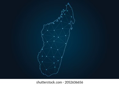 Madagascar map , Abstract mash line and point scales on dark background for your web site design map logo, app, ui,Travel. Vector illustration eps 10.