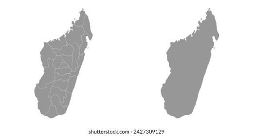 Madagascar mapa con divisiones administrativas. Ilustración vectorial.