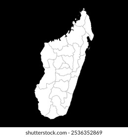 Madagascar map with administrative divisions. Vector illustration.