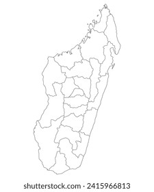 Madagascar map. Map of Madagascar in administrative provinces in white color