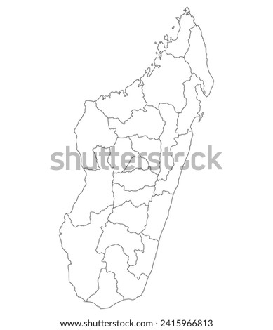 Madagascar map. Map of Madagascar in administrative provinces in white color