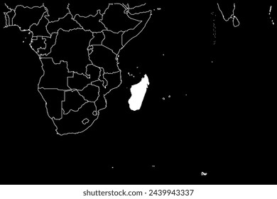 Madagascar map africa black background