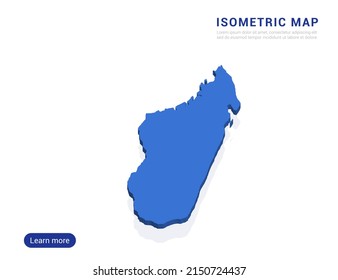 Madagascar map blue isolated on white background with 3d isometric vector illustration.