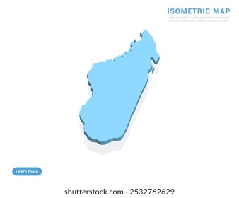 Madagascar map blue on white background with isometric vector.