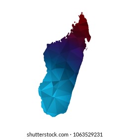 Madagascar map - Colorful Polygonal map of Madagascar rumpled triangular low poly style gradient graphic background , Vector illustration eps 10.
