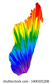 Madagascar - map is designed rainbow abstract colorful pattern, Republic of Madagascar map made of color explosion,