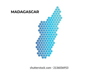 Madagascar map digital hexagon shape on white background vector illustration