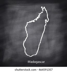 Madagascar map drawn with chalk on blackboard background.Vector Illustration EPS10.