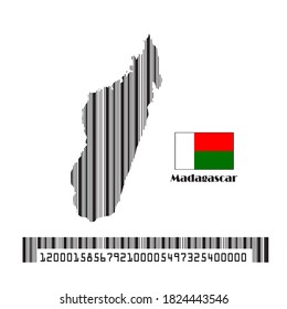 Madagascar map flag made bar code, vector illustration.
