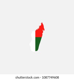 Madagascar Map and Flag of Vector Illustration