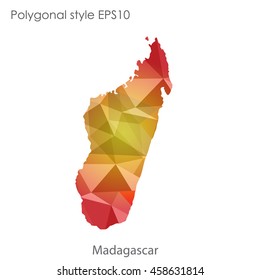 Madagascar map in geometric polygonal,mosaic style.Abstract gems triangle,modern design background. Vector illustration EPS10