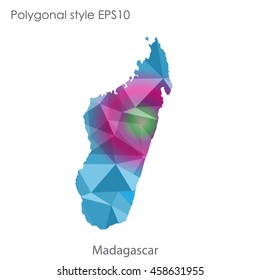 Madagascar map in geometric polygonal,mosaic style.Abstract gems triangle,modern design background. Vector illustration EPS10