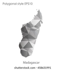 Madagascar map in geometric polygonal,mosaic style.Abstract gems triangle,modern design background. Vector illustration EPS10
