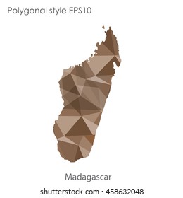 Madagascar map in geometric polygonal,mosaic style.Abstract gems triangle,modern design background. Vector illustration EPS10