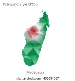 Madagascar map in geometric polygonal,mosaic style.Abstract gems triangle,modern design background. Vector illustration EPS10