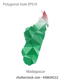 Madagascar map in geometric polygonal,mosaic style.Abstract gems triangle,modern design background. Vector illustration EPS10