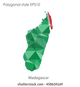 Madagascar map in geometric polygonal,mosaic style.Abstract gems triangle,modern design background. Vector illustration EPS10