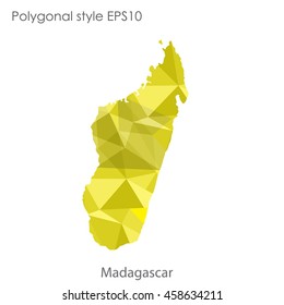 Madagascar map in geometric polygonal,mosaic style.Abstract gems triangle,modern design background. Vector illustration EPS10
