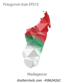Madagascar map in geometric polygonal,mosaic style.Abstract gems triangle,modern design background. Vector illustration EPS10