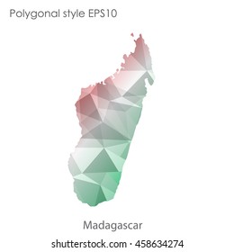 Madagascar map in geometric polygonal,mosaic style.Abstract gems triangle,modern design background. Vector illustration EPS10