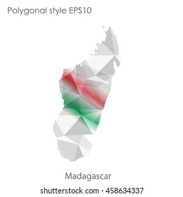 Madagascar map in geometric polygonal,mosaic style.Abstract gems triangle,modern design background. Vector illustration EPS10
