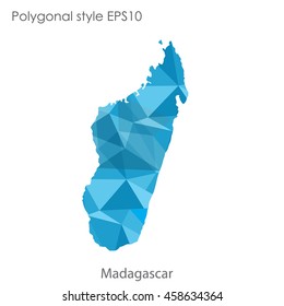 Madagascar map in geometric polygonal,mosaic style.Abstract gems triangle,modern design background. Vector illustration EPS10