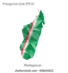 Madagascar map in geometric polygonal,mosaic style.Abstract gems triangle,modern design background. Vector illustration EPS10