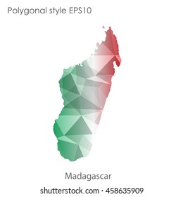 Madagascar map in geometric polygonal,mosaic style.Abstract gems triangle,modern design background. Vector illustration EPS10