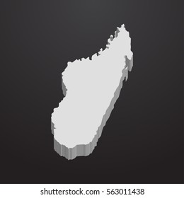 Madagascar map in gray on a black background 3d