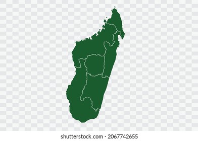 Madagascar Map Green Color on Background