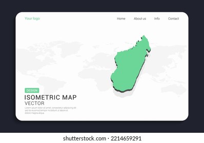 Madagascar map green on white background with isometric vector.