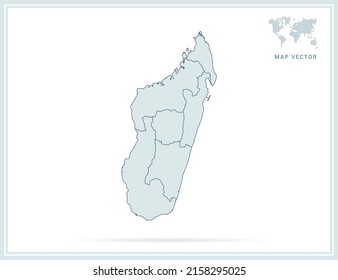 Madagascar map green vector on white background.