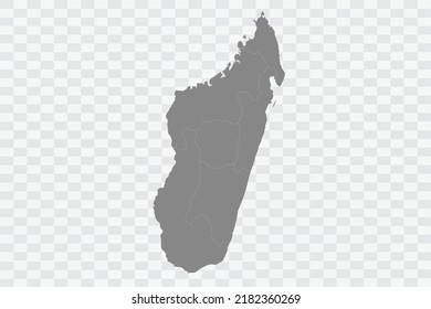 Madagascar Map grey Color on White Background quality files Png