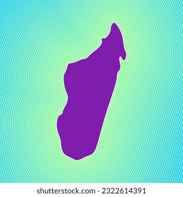 Madagascar map icon. Country shape on radiant striped gradient background. Madagascar vibrant poster. Attractive vector illustration.