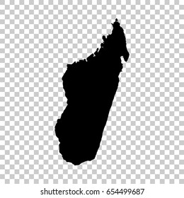 Madagascar map isolated on transparent background. Black map for your design. Vector illustration, easy to edit.