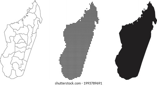 Mapa de Madagascar aislado en un fondo blanco.