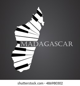 madagascar map logo made from piano