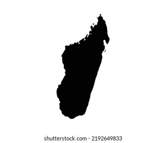 Madagascar Map. Malagasy Country Map. Black and White National Nation Outline Geography Border Boundary Shape Territory Vector Illustration EPS Clipart
