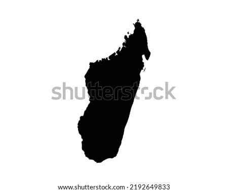 Madagascar Map. Malagasy Country Map. Black and White National Nation Outline Geography Border Boundary Shape Territory Vector Illustration EPS Clipart