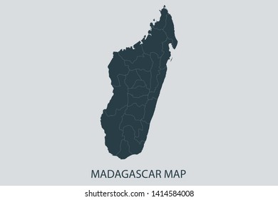 Madagascar map on gray background vector, Madagascar Map Outline Shape Gray on White Vector Illustration, Map with name. High detailed Gray illustration map Madagascar. Eps10.