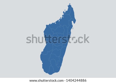 Madagascar map on gray background vector, Madagascar Map Outline Shape Blue on White Vector Illustration, High detailed Gray illustration map Madagascar. Symbol for your web site design map logo.