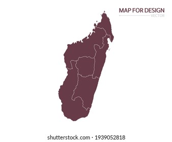 Madagaskar-Karte auf weißem Hintergrund, Vektorgrafik.