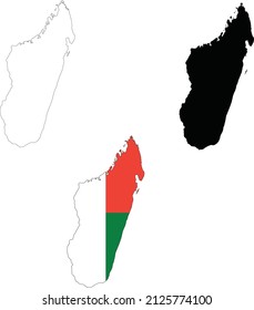 Madagascar map on white background. black outline Madagascar map. flat style.