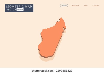 Madagascar map orange with isometric vector.