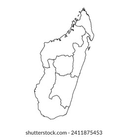 Madagascar map with provinces. Vector illustration.