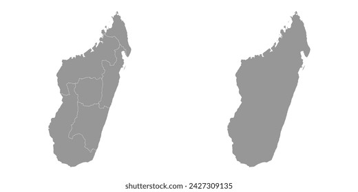 Mapa de Madagascar con provincias. Ilustración vectorial.