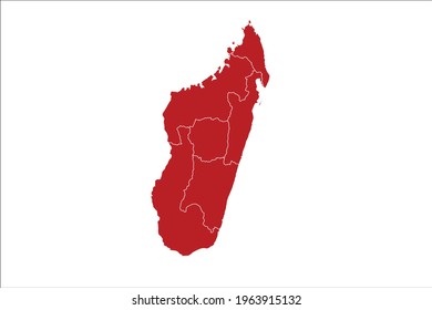 Madagascar Map Red Color on White Backgound