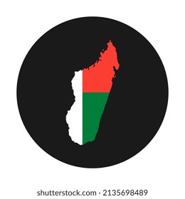 Madagascar map silhouette with flag on black background