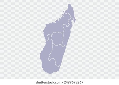 Madagascar Map silver Color on White Background quality files Png