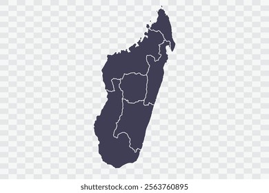 Madagascar Map Slate Color on White Background quality files Png